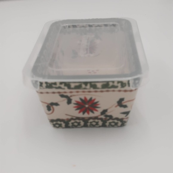 Temptations Ovenware Green Red Mini Loaf Pan Holiday w/Lid - Picture 3 of 6